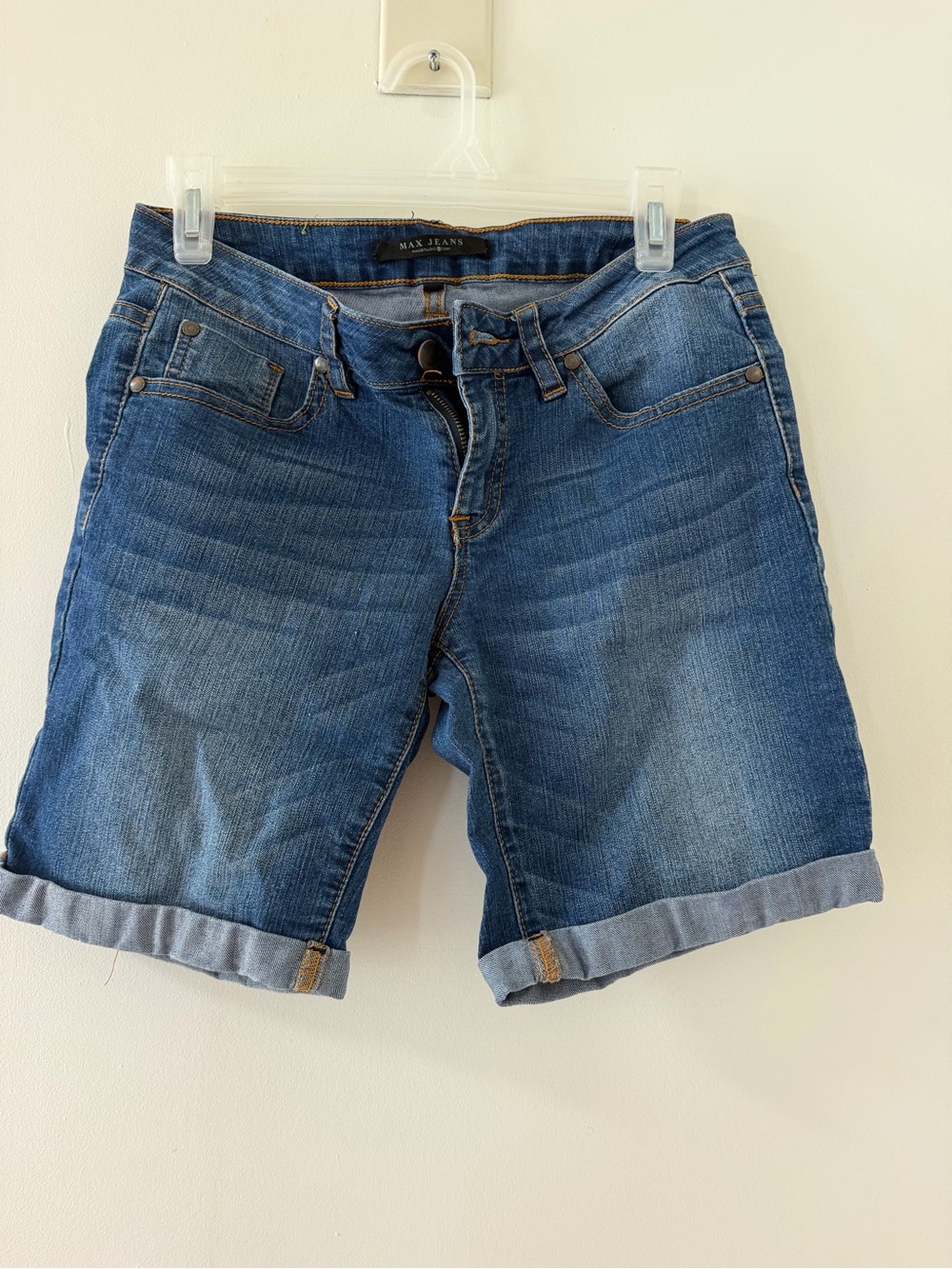 Max Jeans Mid-Rise Blue Rolled Cuff Denim Shorts